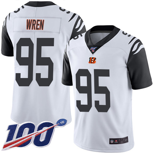 Cincinnati Bengals Limited White Men Renell Wren Jersey NFL Footballl #95 100th Season Rush Vapor Untouchable